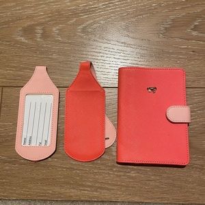 Pink Passport Holder and 2 luggage tags